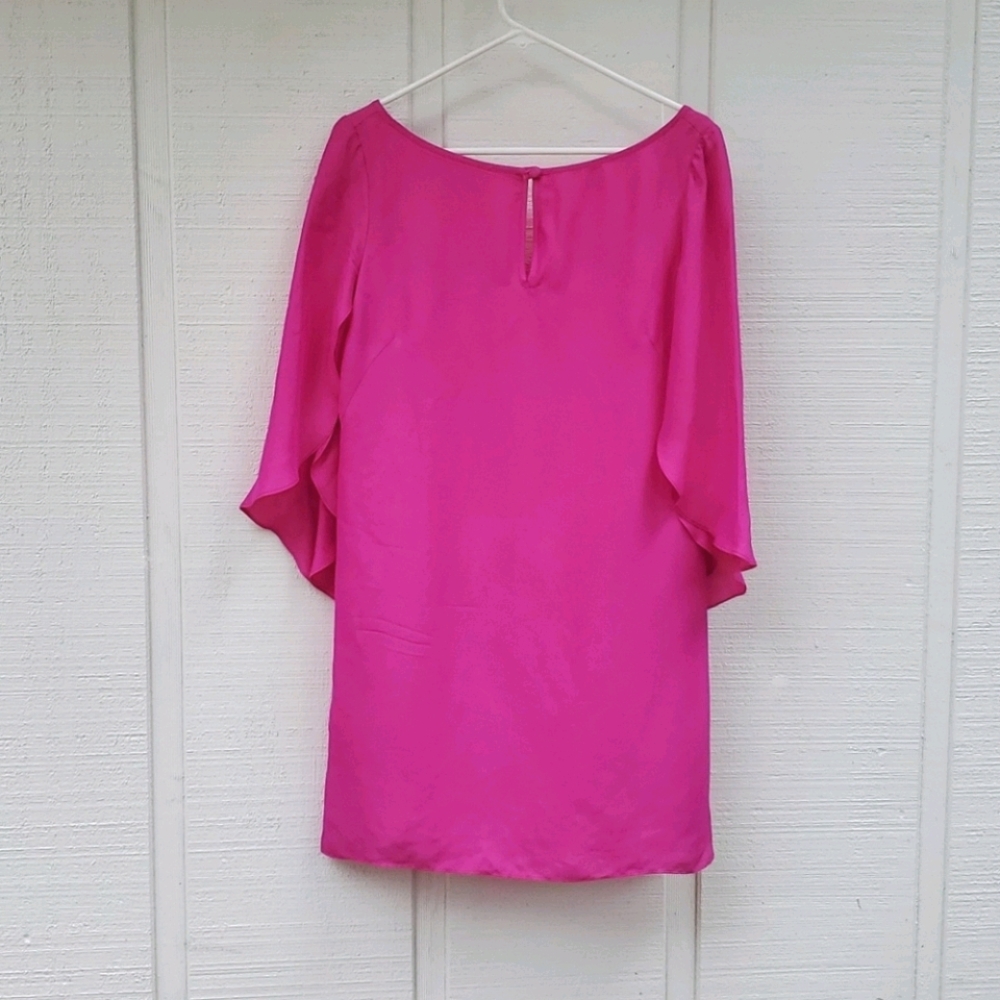 Milly Fushia Silk Crepe Short Dress - Picture 3 of 9